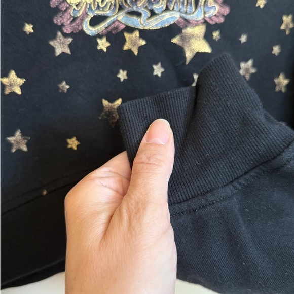 Aerosmith Black Cropped Graphic Crewneck Sweatshirt Star and Wing Design Small - Picture 4 of 8